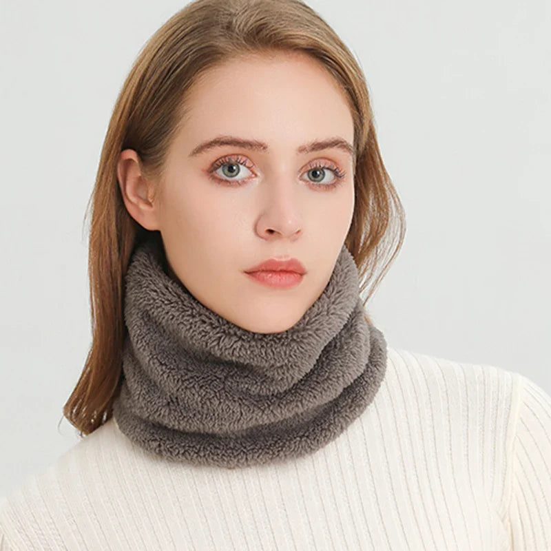 Cashmere Warm Color Ring Plush Thick Outdoor Sports Neckerchief Muffler Scarf Light Brown Scarfs-L