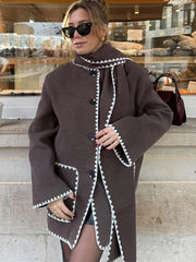 Manteaux chics décontractés à manches longues et poches, style ondulé et décontracté