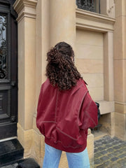 Manteaux courts décontractés à fermeture éclair, unis, style rétro, manches longues et col à revers