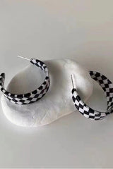 Boucles d'oreilles demi-anneau à damier