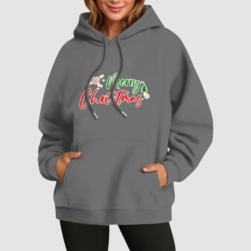 Fall Winter Funny Cute Kangaroo Pocket Long Sleeve Girl’s Christmas Hoodie Grey / S Hoodies-L