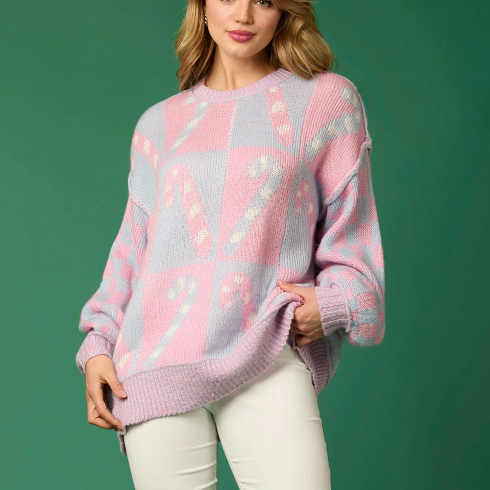 Gingerbread Aesthetic Christmas Sweater - Long Sleeve Round Neck Pink / S Sweaters-L