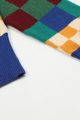 Gilet en maille à carreaux contrastés