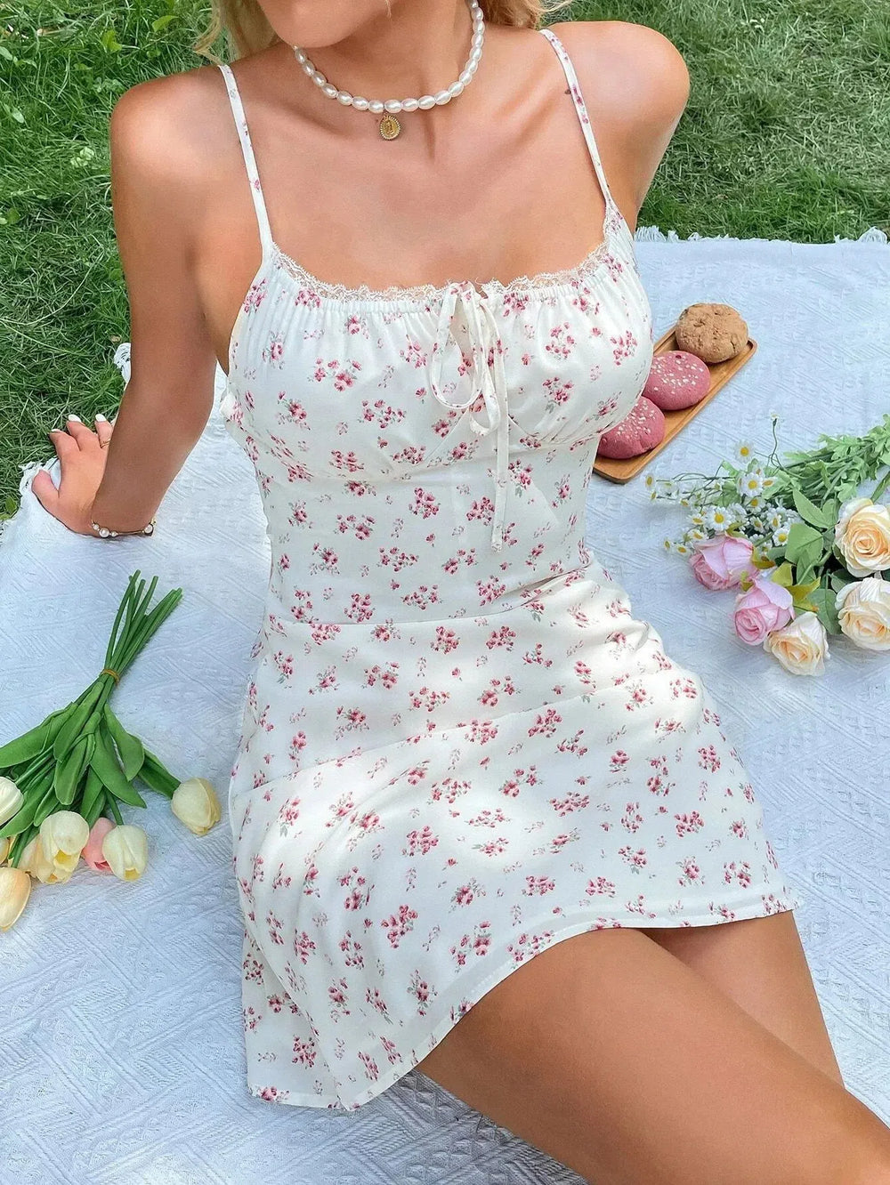 Cottagecore Floral Ruched Mini Dress