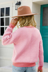 Pull rayé à col rond en maille