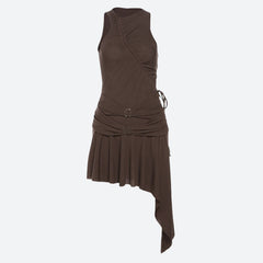 Robe mini asymétrique froncée style cyberpunk