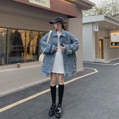 Vestes tendance coréennes printemps-automne oversize à revers ample et manches longues