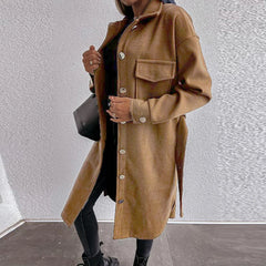 Manteaux d'automne-hiver élégants et chauds à manches longues en mélange de laine, style vintage