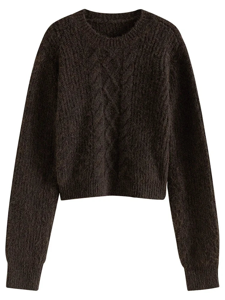 Casual Comfortable Round Neck Red Knitted Christmas Sweater For Women Sweaters-L