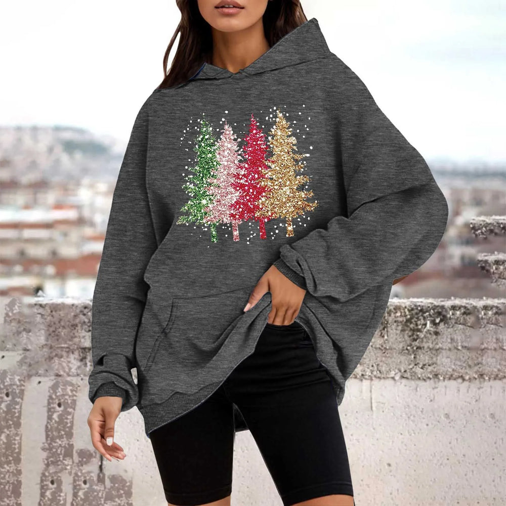 Loose Pullover Four Christmas Tree Crewneck New Autumn Hoodie Hoodies-L