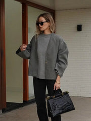 Manteaux chics blancs épais à manches longues en fausse laine