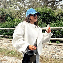 Manteaux chics blancs épais à manches longues en fausse laine