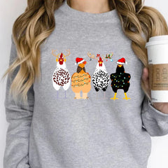 Funny Chickens Animal Cute Farmer Country Farm Gift Christmas Hoodie Gray / S Hoodies-L