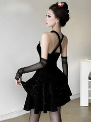 Robe mini asymétrique à paillettes