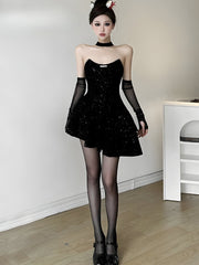 Robe mini asymétrique à paillettes