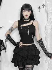 Haut bustier court croisé style gothique Harajuku Y2K