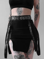 Jupe mini sexy taille haute fendue style gothique punk grunge