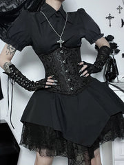 Jupe gothique en maille noire et dentelle taille haute, style Mall Goth