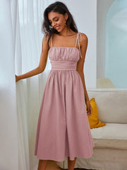 KittenAlarm - Knot Straps Ruched Bust Cami Dress