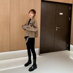 Manteaux vintage amples à manches longues pour femmes, créateur coréen, collection 2020