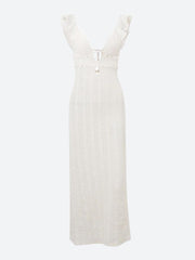 Robe longue dos nu en dentelle à décolleté plongeant