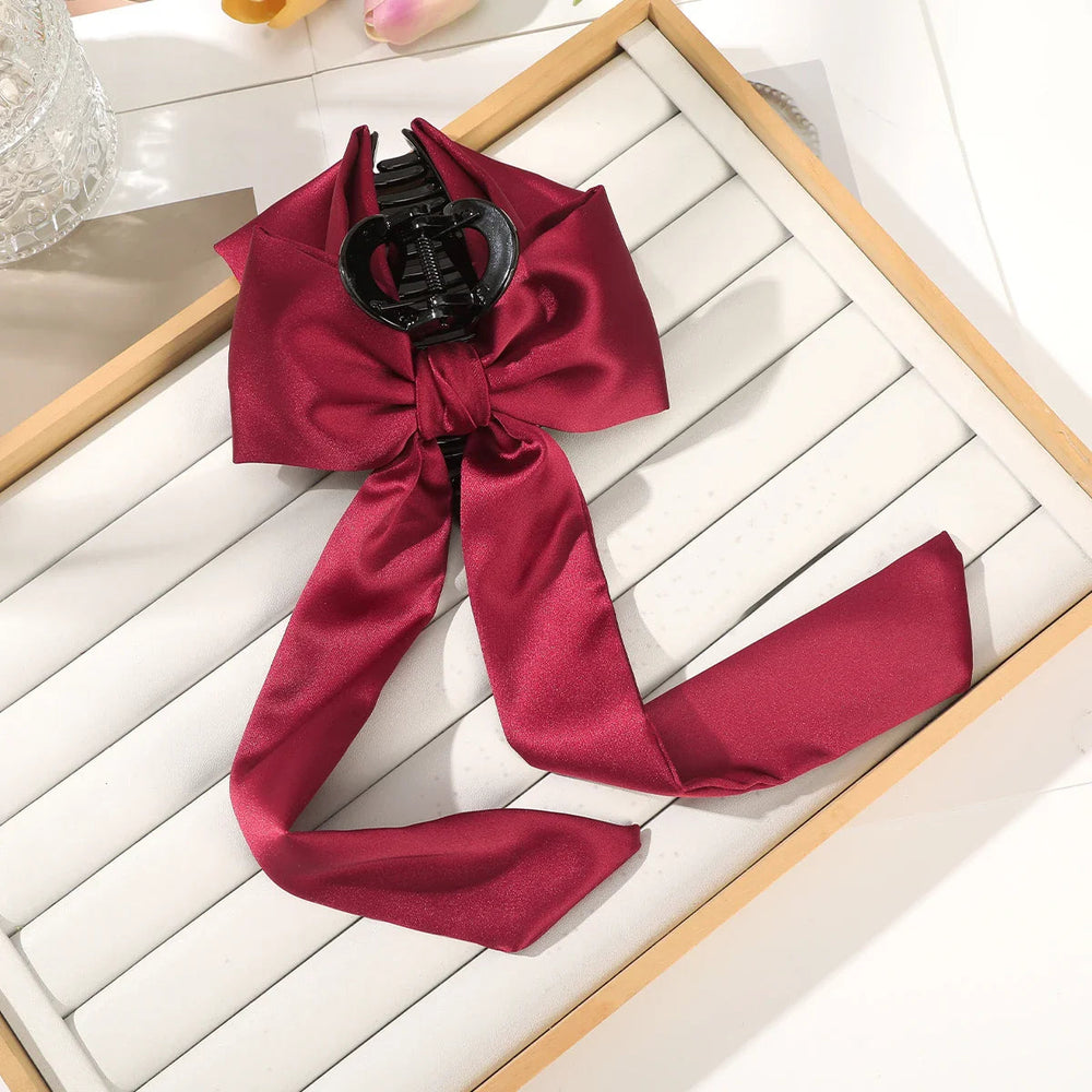Black Festival Fashion French Ribbon Party Christmas Hair Accessory Red Accessories-L