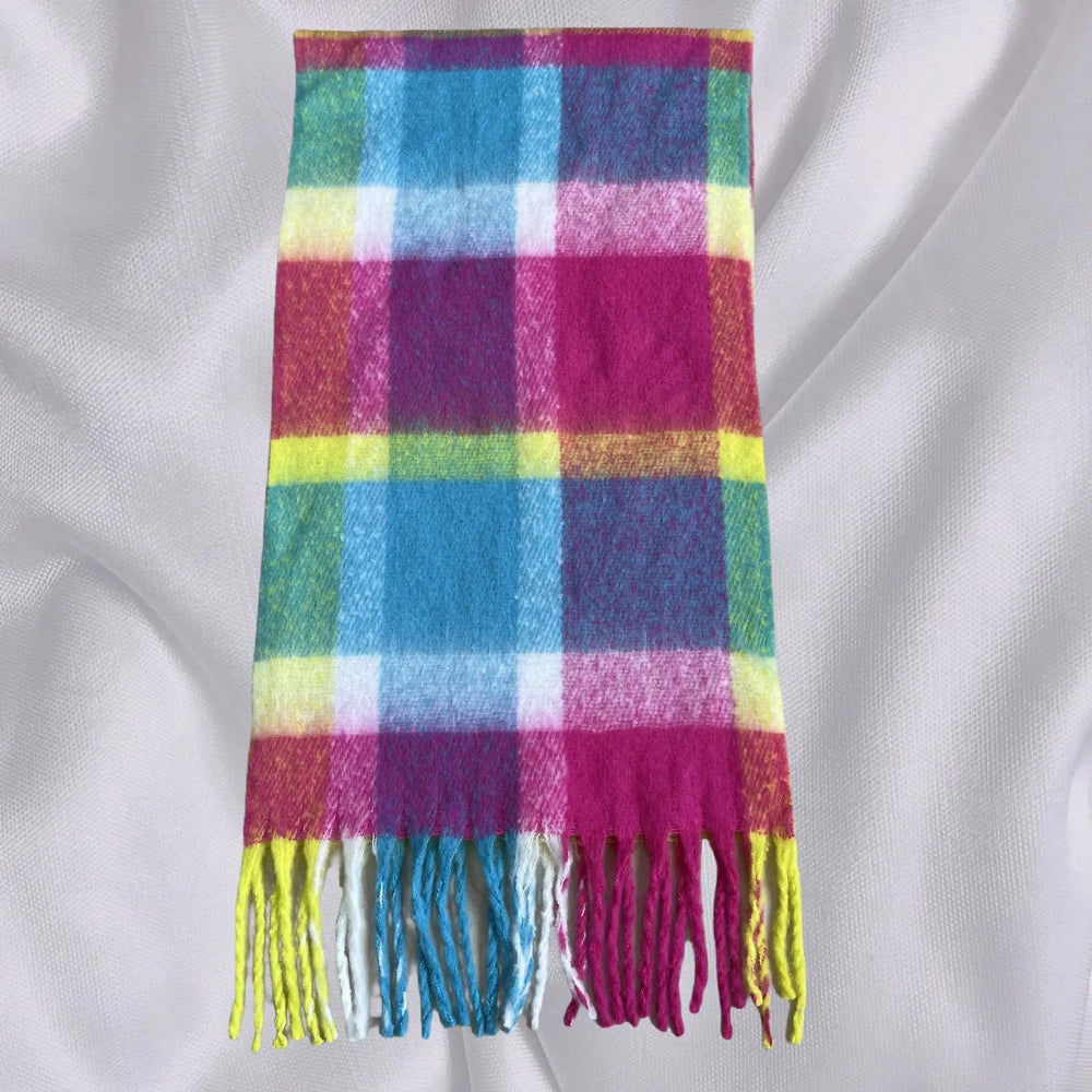Thick Warm Tassel Contrast Color Scarf For Autumn/Winter Rainbow 231X53Cm Scarfs-L