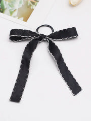 Long Tassel Streamer Elastic Ribbon Bowknot Hair Accessory For Christmas Black Accessories-L