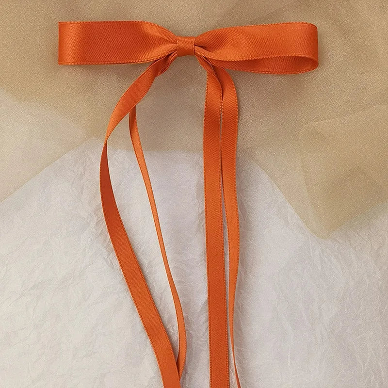 Sweet Solid Color Head Bow Headdress - Christmas Hair Accessory Orange Accessories-L