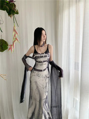 Robe longue effet marbre