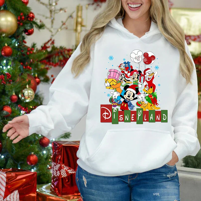 Charming Mickey Mouse Plus Velvet Sports Christmas Hoodie White 7 / S Hoodies-L