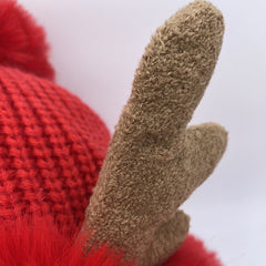 Bonnet de Noël à pompons et bois de renne