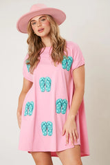 Robe de plage décontractée à sequins à manches courtes et ample