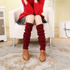 Thick Knit Warm Red Christmas Leg Warmers