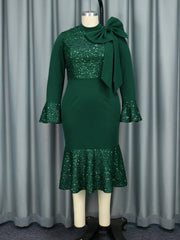 Socialite Bell Sleeve Fishtail Light Dress Party Cocktail Sequin Dress Party Dress
