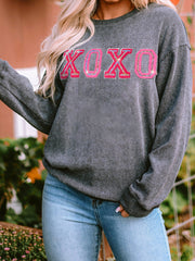 XOXO Patch Ribbed Pullover