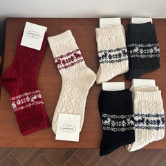 Wool Retro Elk Christmas Warm Slouchy Crew Christmas Socks