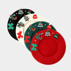 Béret de Noël en laine avec nœud papillon