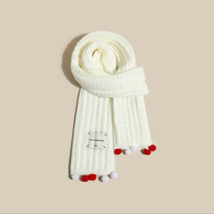 Écharpe de Noël en tricot uni à pompons