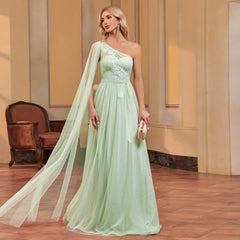 Floor Sleeve Applique Dress Chiffon Maxi Dress Fishtail Bridesmaid Cocktail Evening Dress