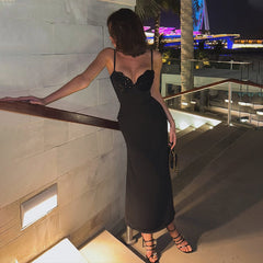 Sequin Stitching Tube Top Cinched Waist Light Luxury Cocktail Evening Dress Fishtail Sheath Cami Dress