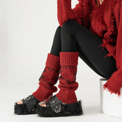 Wool Chunky Slouchy Sexy Red Christmas Leg Warmers