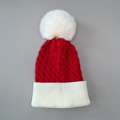 Cable Knit Bell Christmas Hat
