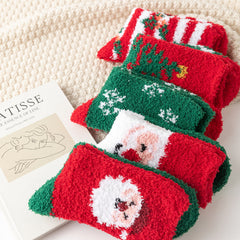 Lot de 5 chaussettes de Noël chaudes en polaire douce pour la maison