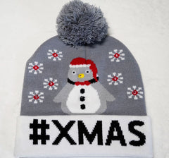 LED Snowflake Jacquard Christmas Hat