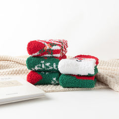 Lot de 5 chaussettes de Noël chaudes en polaire douce pour la maison