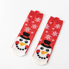 Chaussettes de Noël rouges mi-mollet en coton avec oreilles 3D mignonnes de dessin animé