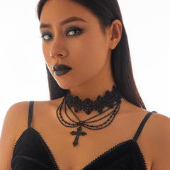 Collier ras du cou à franges de perles punk d'Halloween, fait main, imitation pierre précieuse