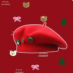 Béret de Noël en maille texturée