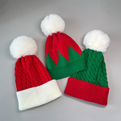 Cable Knit Bell Christmas Hat